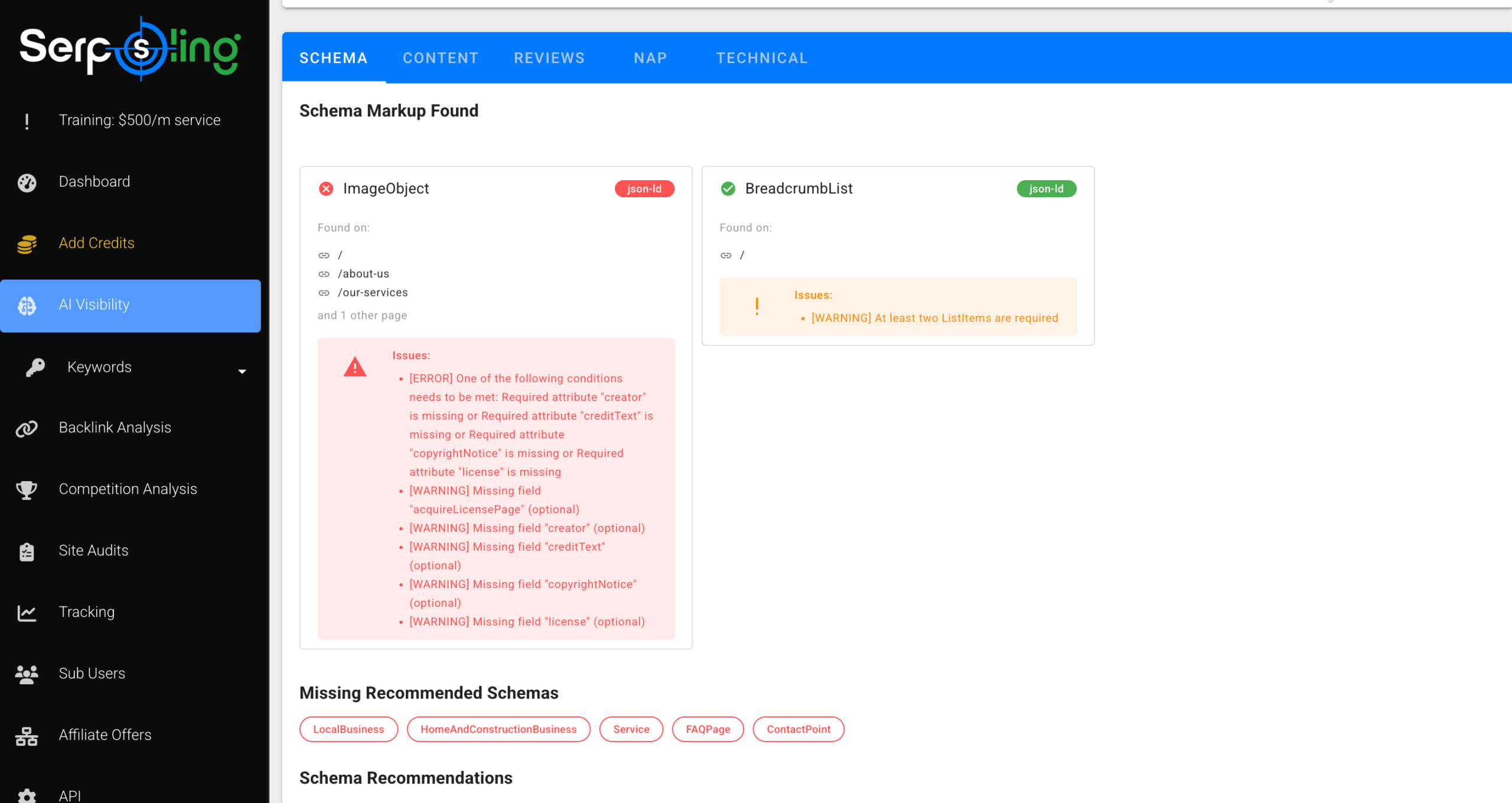 Schema Mark-up Issues